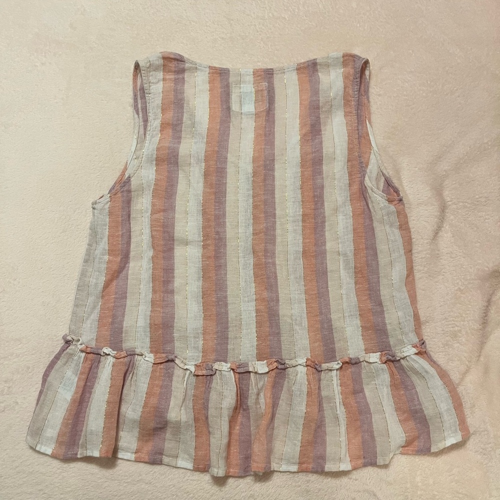 Striped Sleeveless Ruffle Top - Picture 3 of 4
